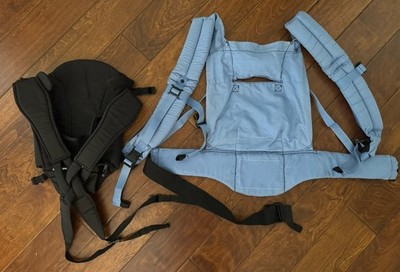 Used Organic Ergobaby Soft Cloth Carrier Pack Blue Straps & EvenfloBlack carrier