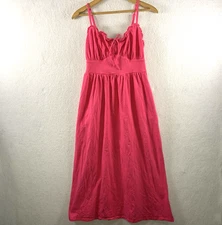 Old Navy Womens Milkmaid Maxi Sundress Sz S Pink Peasant Cottage Bow Smocked