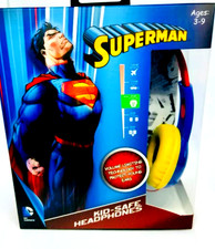 DC Superman Kid Safe Wired Headphones Volume Limiting Ages 3-9 New