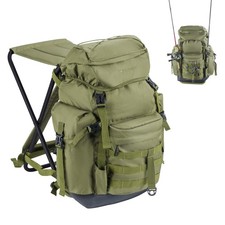 35L Angelrucksack Wasserabweisend mit Stuhl, 3in1 Gro&szlig; Rucksack mit Rutenhalt...