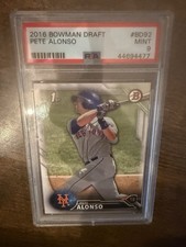 2016 1st Bowman Draft Pete Alonso Rookie PSA 9, Card BD-92