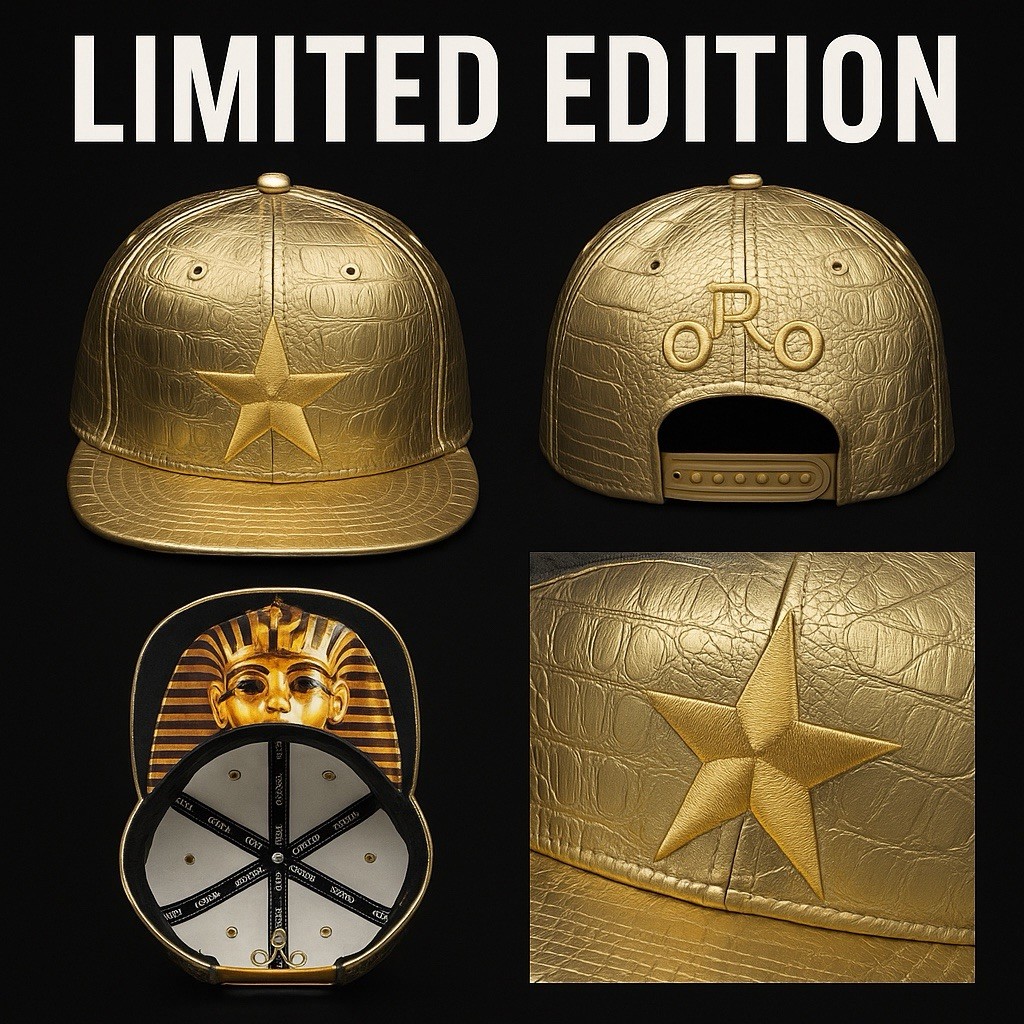Carbon Elements Gold Croc Snapback Hat ORO Metall… - image 2
