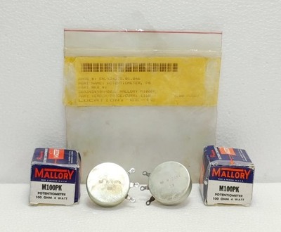 Mallory M100PK Potentiometer Set 2 Stück 100 Ohm 4 W Flachachse Neu