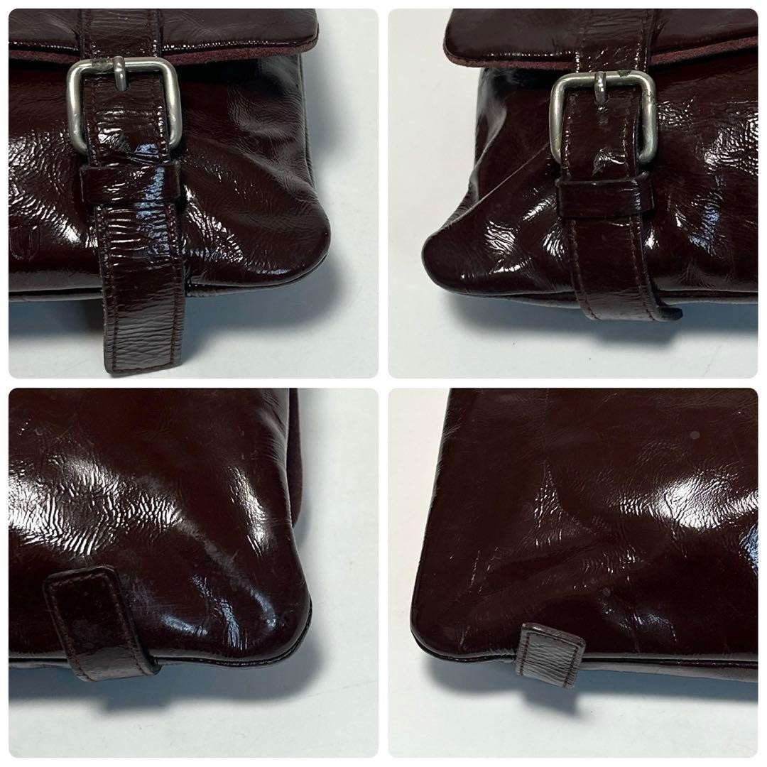 Miu Miu Patent Leather One-Shoulder Bag Accessory Pouch Burgundy