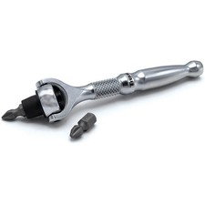 Titan 11318 1/4" Drive Aluminum Swivel Head Micro Ratchet Bit Driver Silver