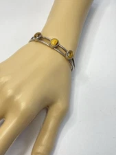 Vintage Sterling Silver Tigers Eye Native American Style Cuff Bracelet 6"