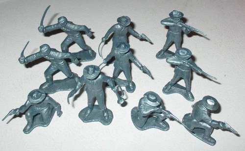 Marx 1950s Fort Apache 60MM Metallic Blue Dismounted Cavalry Troopers