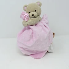 Carter's Pink Bear Lovey Satin Blanket Rattle Plush Security Toy Minky Baby Girl