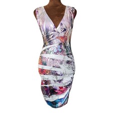 Body Central Y2K Dress Bodycon Butterfly Metallic Colorful Clubwear Going Out S