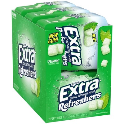 Wrigley's Extra Refreshers Spearmint Chewing Gum Bottle 6 Count - 40 Pcs! NEW!