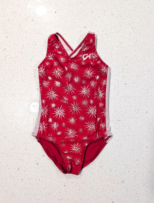 CHRISTMAS RED GK ELITE Gymnastics Dance Small SILVER SNOWFLAKES Firework Dynamic