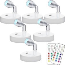 Spotlight Battery Operated RGB Wireless LED Puck Light Stick on Mini Accent L...