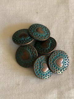 Cool Unusual Metal Lot Of Blue/Green & Bronze Look Shank Buttons X 6