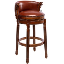 Cow top Leather Wooden Bar Stools, 29.5" Bar Height Bar Chair with Back, 180 ...