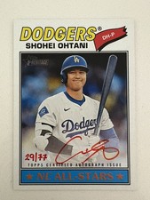 2026 Topps Heritage Shohei Ohtani AUTO 29/77 RED INK Dodgers NL All-Star ON CARD
