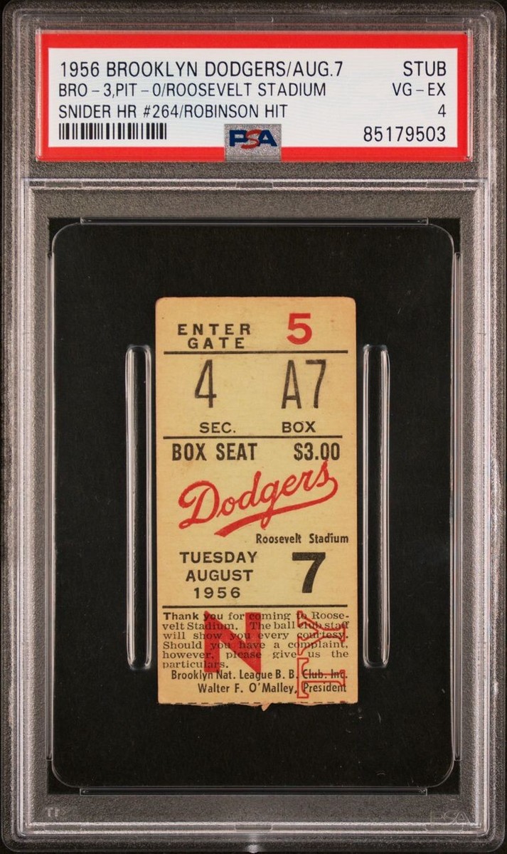JACKIE ROBINSON HIT/DUKE SNIDER HR#264 TICKET🎟️8/7/1956