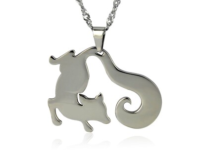 Stainless Steel Pet Fox Pendant Necklace