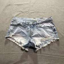 Rewash Denim Shorts Junior Women's 5 Distressed Low Rise Vintage Reunion Blue