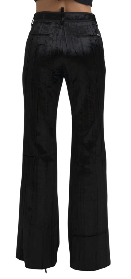 Pantalones DSQUARED2 Negro Viscosa Super Acampanado Cintura Alta Pantalón IT38/US4/XS 1340usd Foto 3 de 4