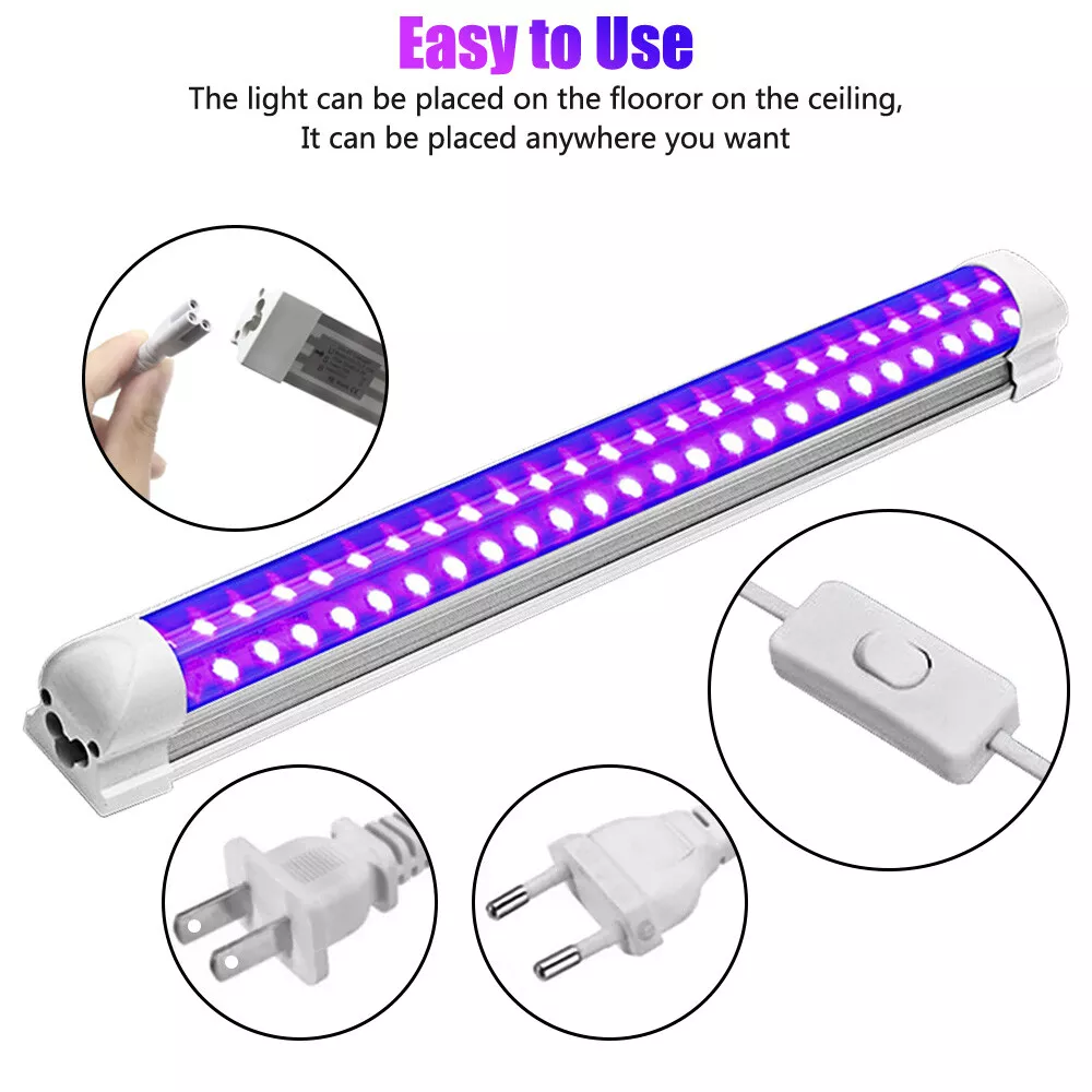 365nm 48LED UV Light Bar Tube Blacklight Fixtures Ultraviolet Lamp