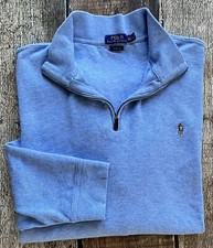 POLO RALPH LAUREN BIG  TALL ESTATE RIB 1/4 ZIP PULLOVER SWEATER BLUE MENS 2XLT