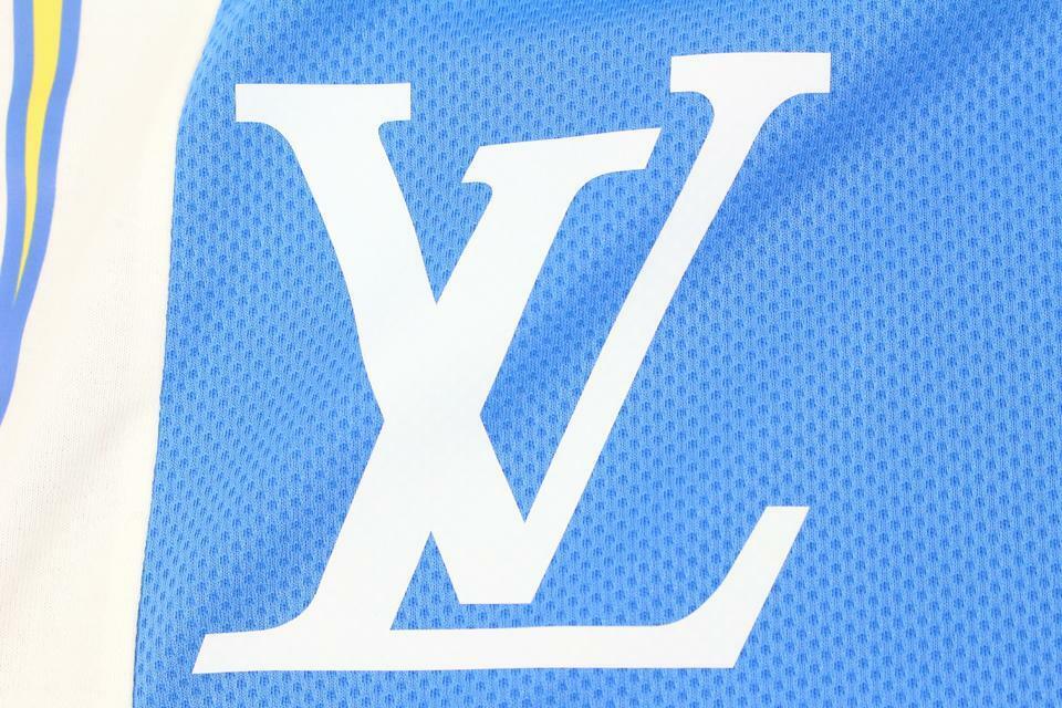 Louis Vuitton Virgil Abloh Men's XXL Blue Mesh Sporty Patch Shorts Sports 118lv2