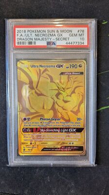 Ultra Necrozma GX 78/70 Dragon Majesty Card Secret Rare GOLD PSA
