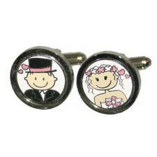 Smile Pink Wedding Bride & Groom Cufflinks X2PSC068