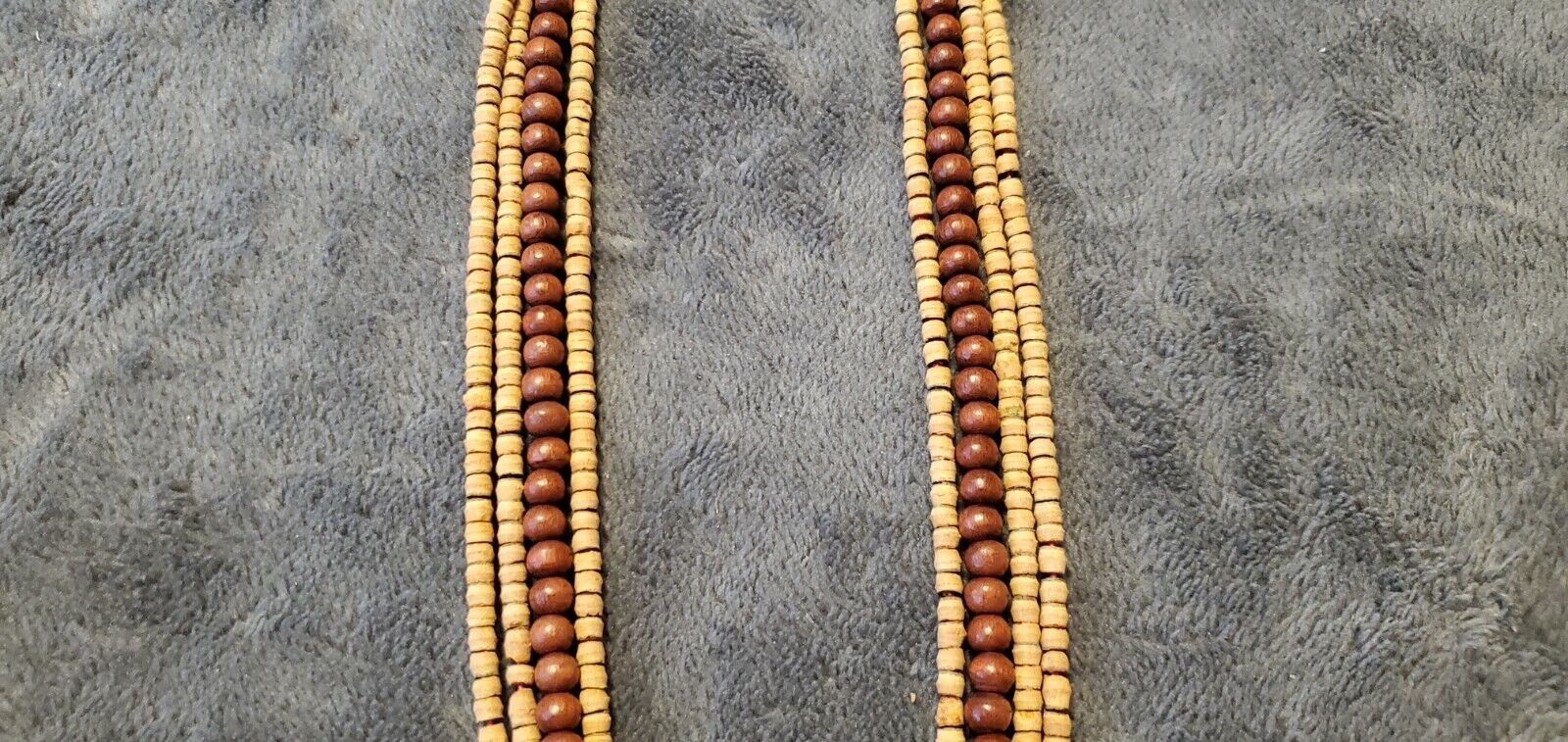 VINTAGE 80'S BROWN AND BEIGE BEADED CHOKER NECKLA… - image 6
