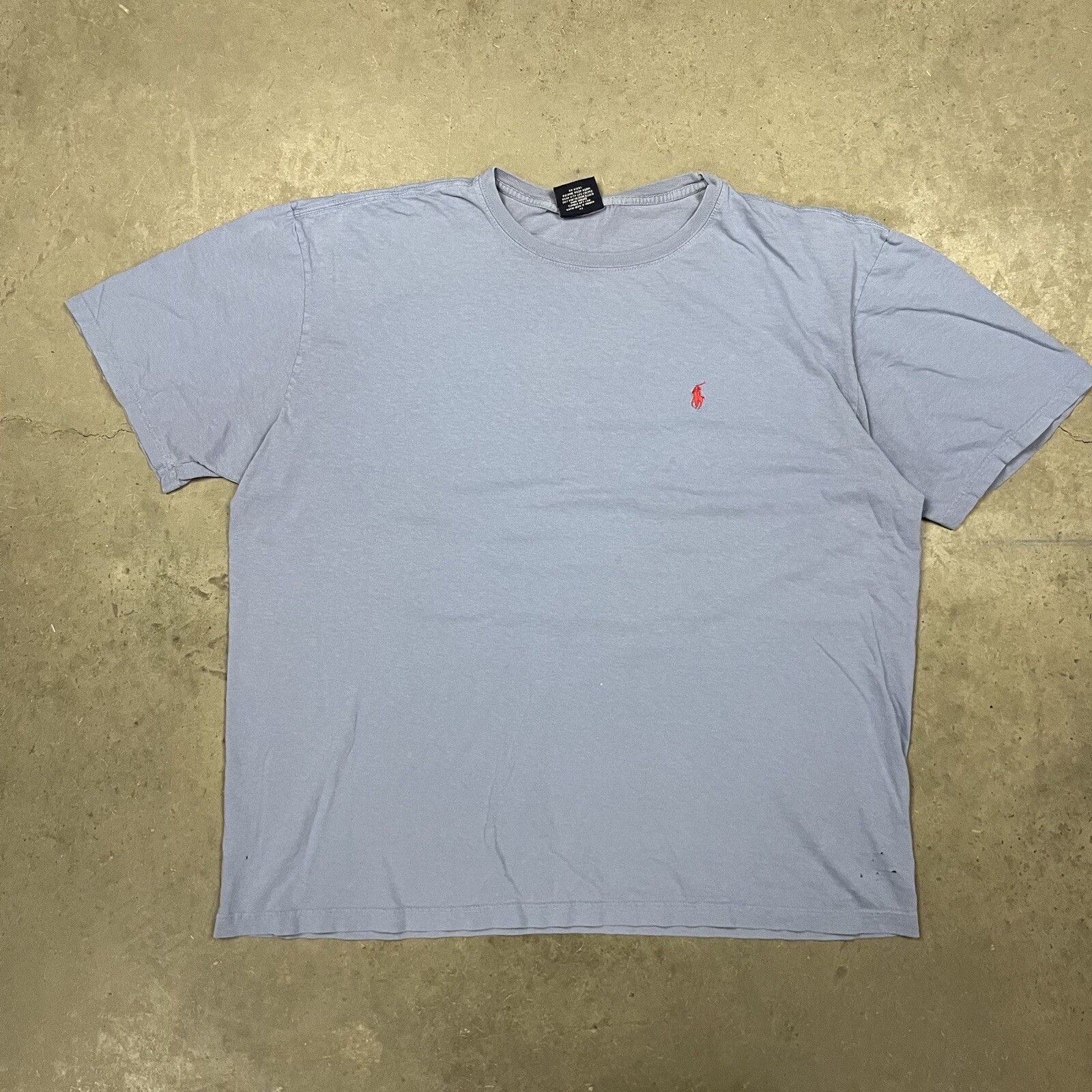 Polo vintage Ralph Lauren piccola pony sbiadita grunge blu XL