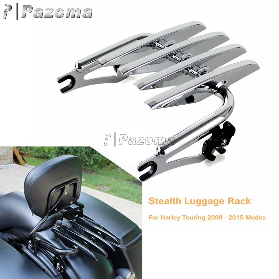 Portaequipajes desmontable cromado Stealth para Harley Touring Road King Street Glide Foto 3 de 4