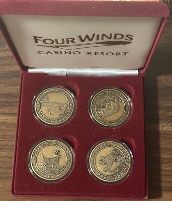 メタルジグ ゴールド・レッド・ゴールドセット 2008 Four Winds New Buffalo Michigan 4 Coin Set In Box Medal