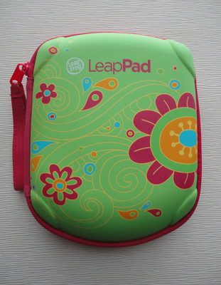 LeapFrog LeapPad Storage Carry Case / Holds Player + 6 Games/ Green Pink Flowers