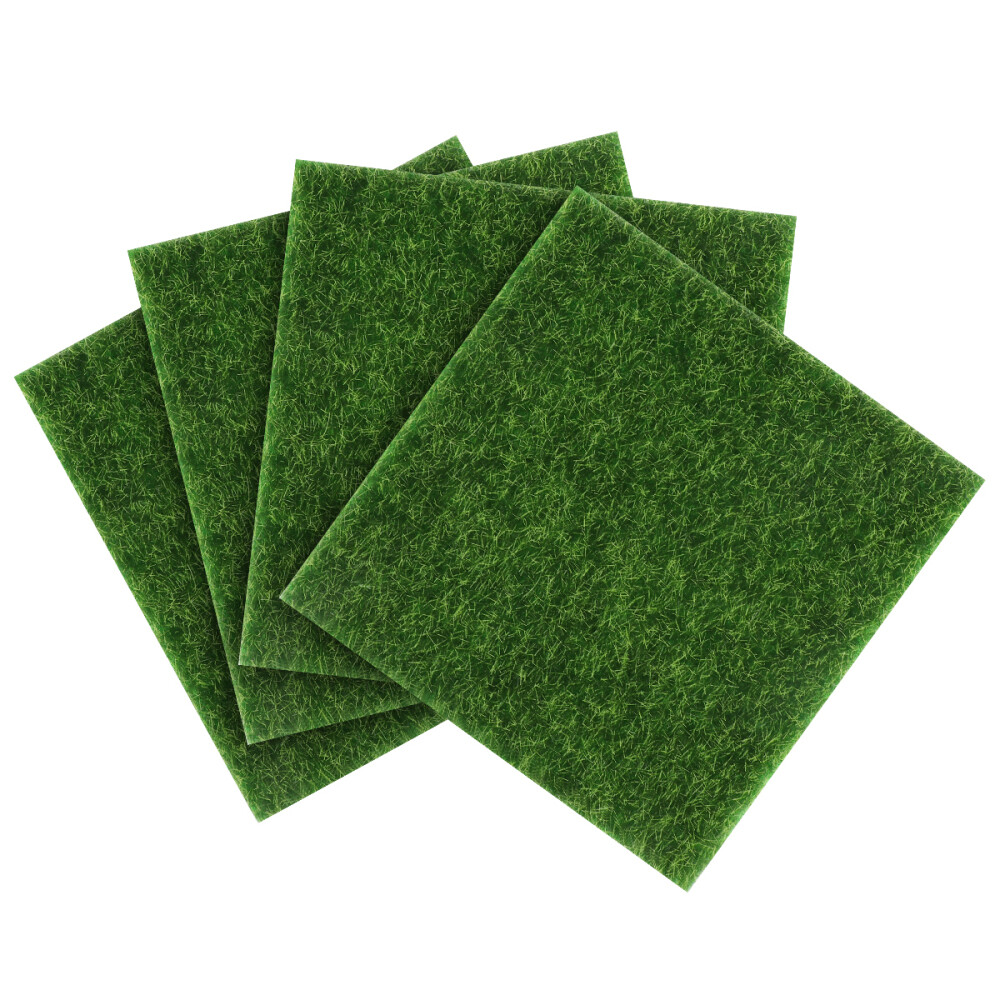 4pcs Artificial Turf Moss Mat Roll Garden Miniatures Accessories Grama Fake