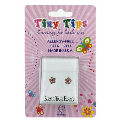 1 Paar Studex Sensitive Kids Chirurgenstahl vergoldet Ohrstecker Blümchen pink
