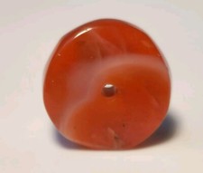 13mm RARE ANTIQUE INDO TIBETAN / NEPALI PEMA RAKA CARNELIAN DISC EYE BEAD