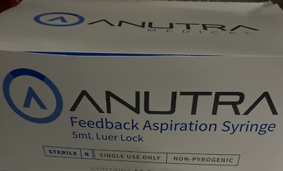 Anutra Anesthesia Aspiration Syringe Feedback Dental 5mL Luer Lock Numbing Teeth
