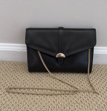 VINTAGE Saks Fifth Avenue Bag Leather Gold Chain Purse Crossbody