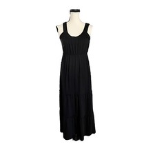 Vintage Fashion Bug Black Boho Layered Maxi Dress