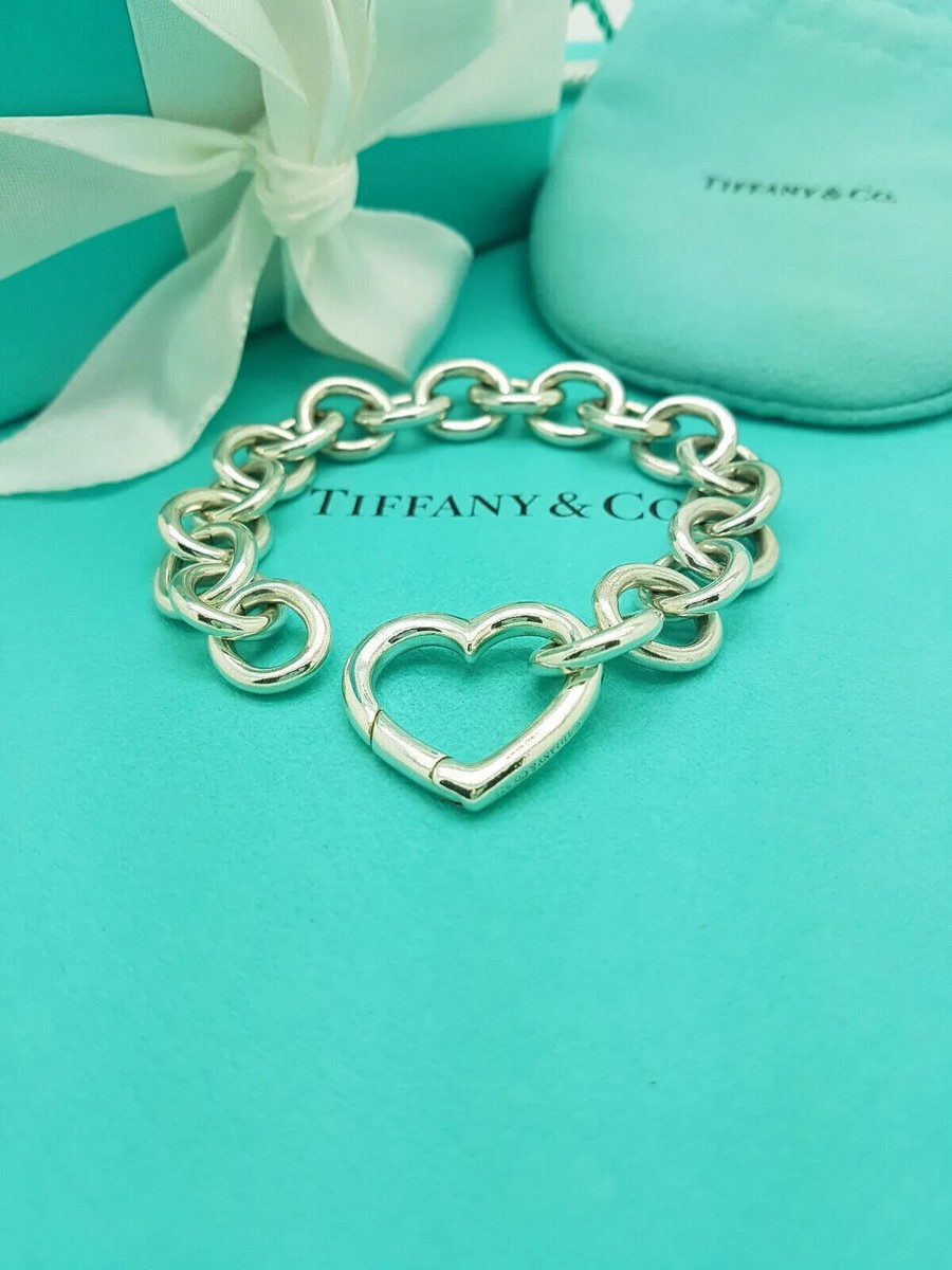 Tiffany & Co. Large Links Open Heart Clasp 7.75