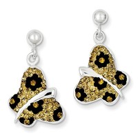 Sterling Silver Stellux Crystal Animal Print Butterfly Post Earrings (0.8in) on sale Sterling Silver Stellux Crystal Animal Print Butterfly Post Earrings (0.8in) on sale