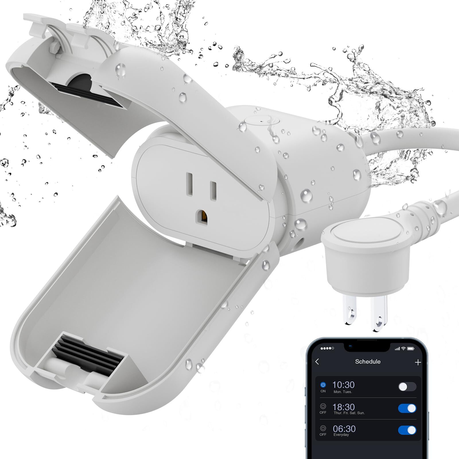 ELEGRP PQR10 Outdoor Smart Plug Waterproof IP66 WiFi Plug Compatible with Ale...