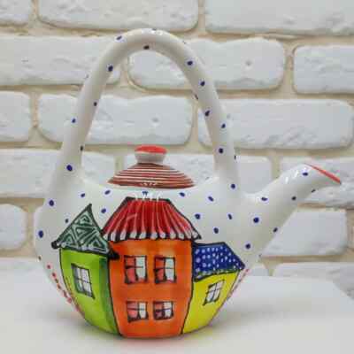 Ceramic Brewing Kettle Tea Pot Teapot Ukrainian Ornament Vintage Style ...