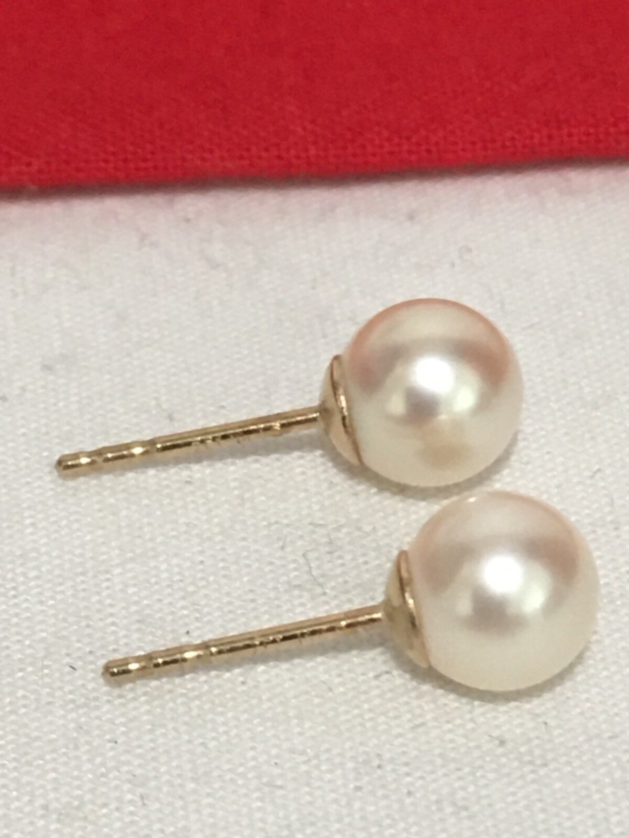 ZEI SIGNED 14K Yellow Gold SINGLE 6MM PEARL STUD Earrings