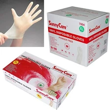 10 x 10 = 1.000 pcs Vinyl Gloves Powder- free  Size X LARGE Sunny-care Fast Ship