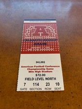 1998 AFC Championship Playoff Football Ticket Denver Broncos Elway Last Game