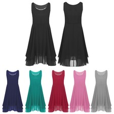 Womens Dress Rhinestones Sundress Cocktail Chiffon Travel Tank Evening Gown