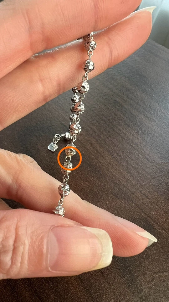 Pulsera de cuentas brillantes de oro blanco de 9K Foto 4 de 4