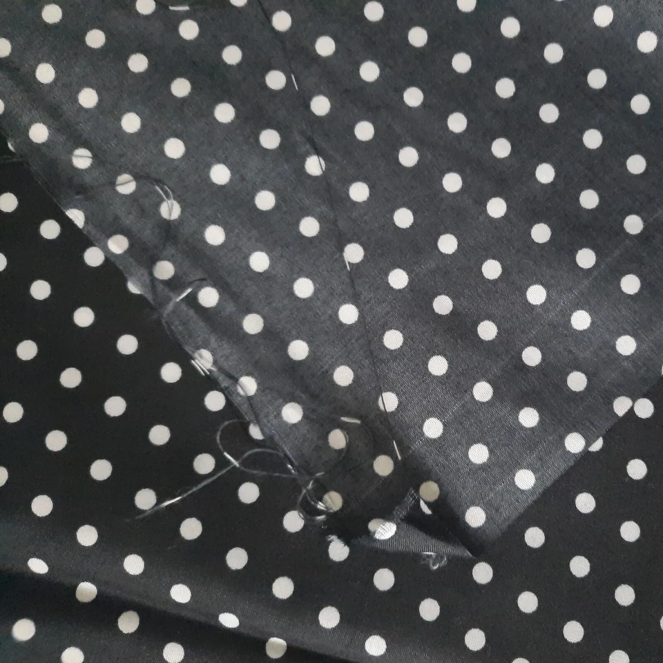3+ Yards Fabric 45" X 124" Black & White Polka Dots Sewing Crafting - Image 3 of 4