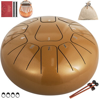 11 Notes 8inch Steel Tongue Drum Percussion Instrument with Bag, Book, Mallets